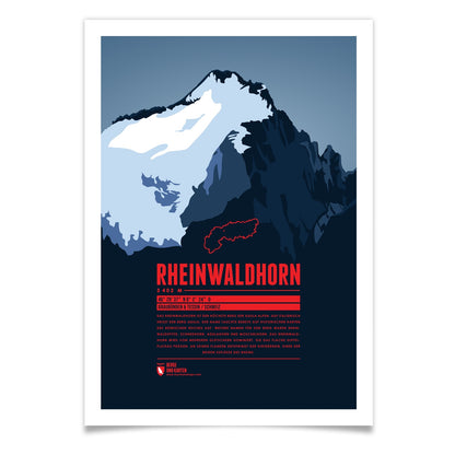 Rheinwaldhorn als illustrierter Druck von Marmota Maps (3402 m, Adula Alpen)
