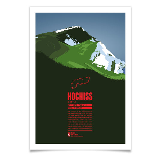 Hochiss als illustrierter Druck von Marmota Maps (2299 m, Brandenberger Alpen und Mangfallgebirge)