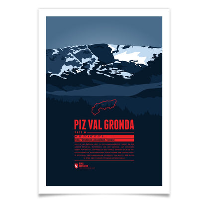 Piz Val Gronda als illustrierter Druck von Marmota Maps (2812 m, Silvretta, Rätikon, Verwall und Samnaun)