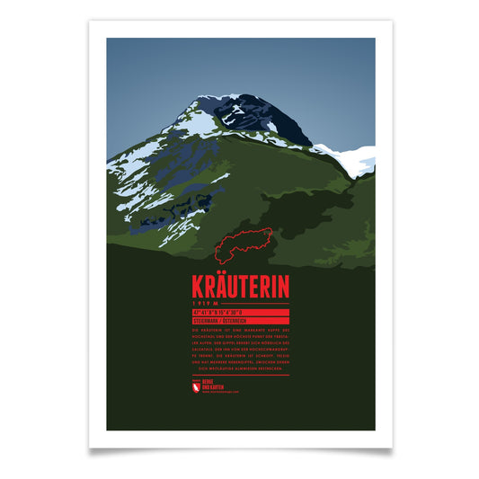 Kräuterin als illustrierter Druck von Marmota Maps (1919 m, Türnitzer und Ybbstaler Alpen)