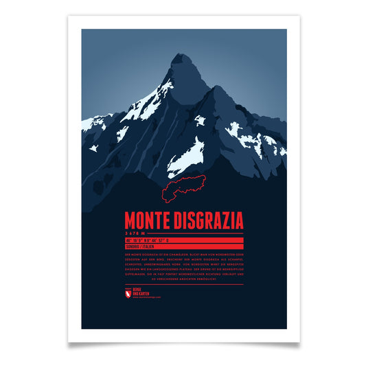 Monte Disgrazia als illustrierter Druck von Marmota Maps (3678 m, Engadiner Alpen)