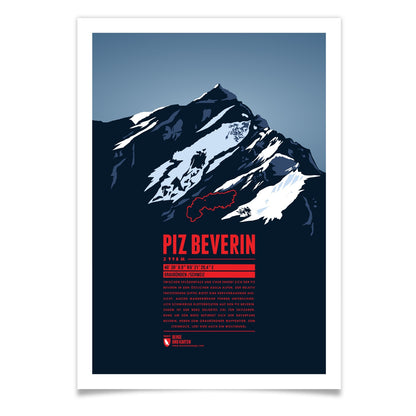 Piz Beverin als illustrierter Druck von Marmota Maps (2998 m, Adula-Alpen)