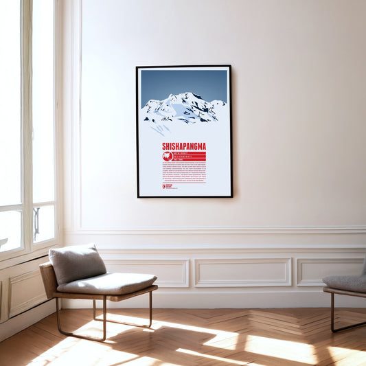 Shishapangma as a print hanging on a wall