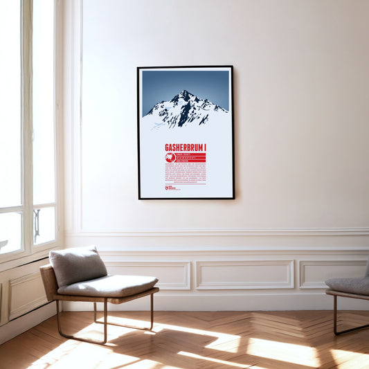 Gasherbrum I as a print hanging on a wall