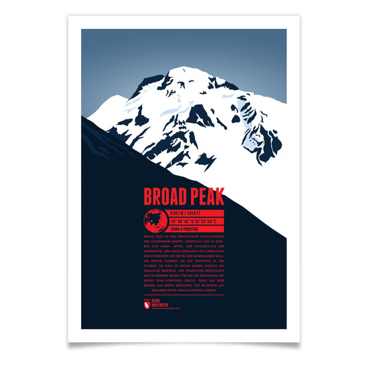 Broad Peak als illustrierter Druck von Marmota Maps (8051 m, Karakorum)
