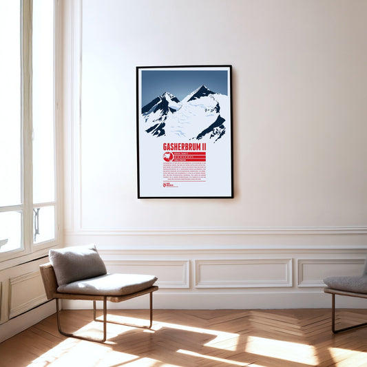 Gasherbrum II as a print hanging on a wall