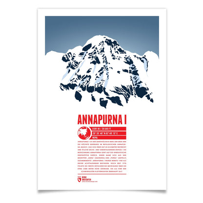 Annapurna I als illustrierter Druck von Marmota Maps (8091 m, Himalaya)