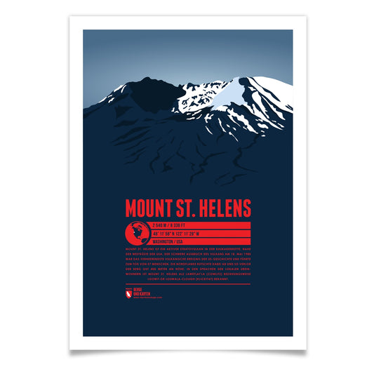 Mount St. Helens als illustrierter Druck von Marmota Maps (2540 m, Kaskadenkette)