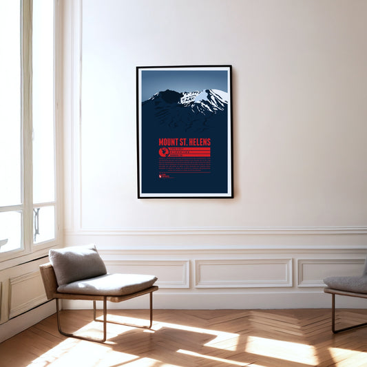 Mount St. Helens als Druck an einer Wand hängend