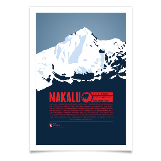 Makalu als illustrierter Druck von Marmota Maps (8485 m, Himalaya)