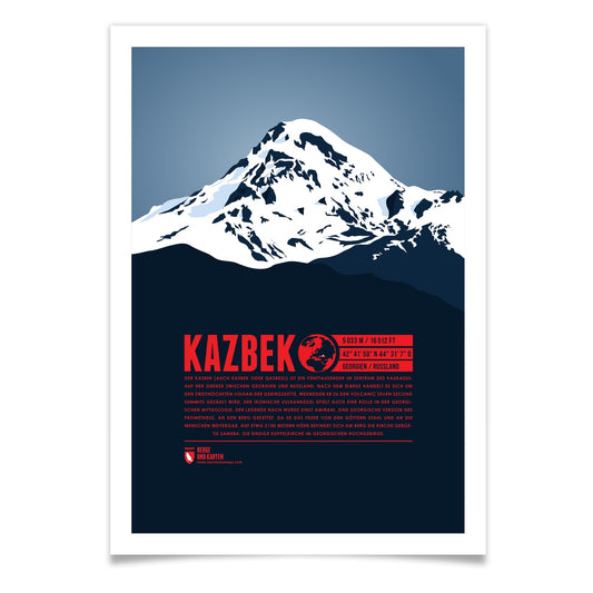 Kazbek als illustrierter Druck von Marmota Maps (5033 m, Kaukasus)