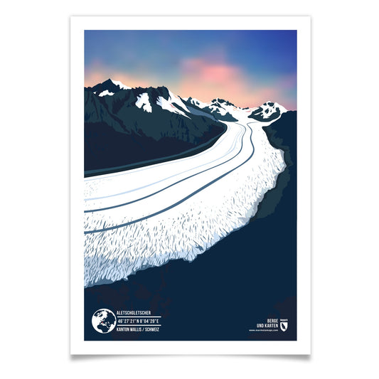 Aletschgletscher als illustrierter Druck von Marmota Maps