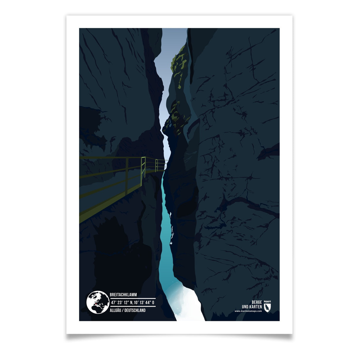 Breitachklamm als illustrierter Druck von Marmota Maps