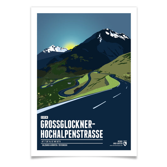 Großglockner Hochalpenstrasse als illustrierter Druck von Marmota Maps (2572 m)