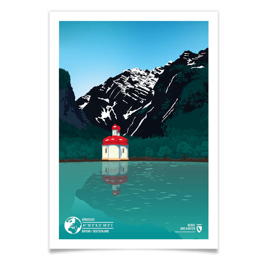 Königssee als illustrierter Druck von Marmota Maps