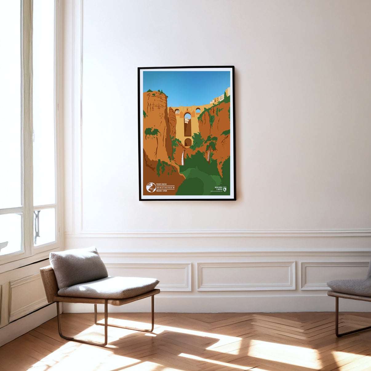 Puente Nuevo as a print hanging on a wall