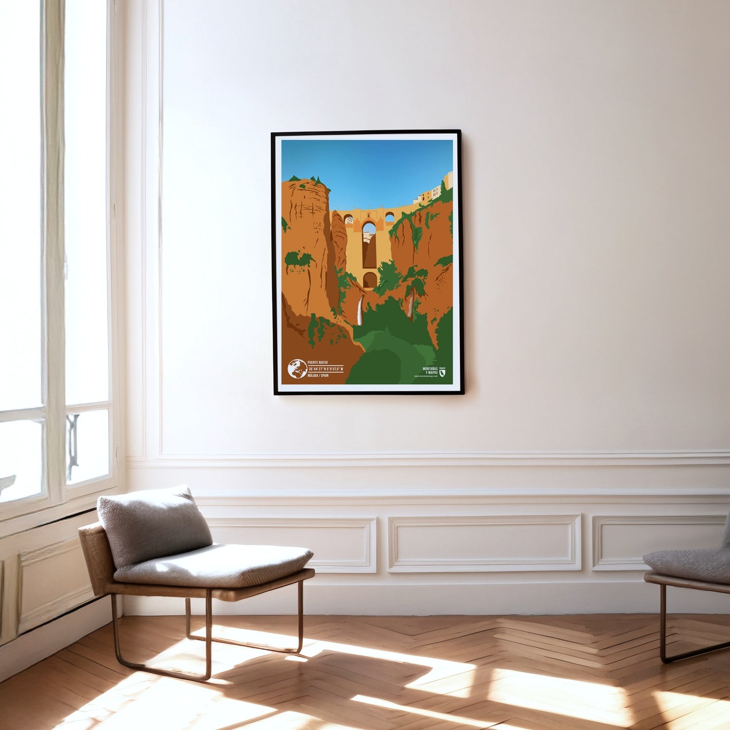 Puente Nuevo as a print hanging on a wall