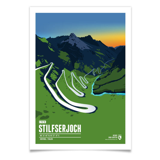 Stilfser Joch als illustrierter Druck von Marmota Maps auf Papier (2757 m)
