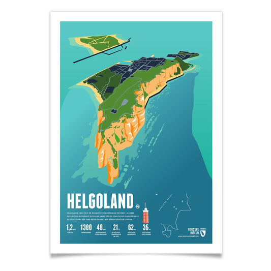 Helgoland as an illustrated print by Marmota Maps on paper