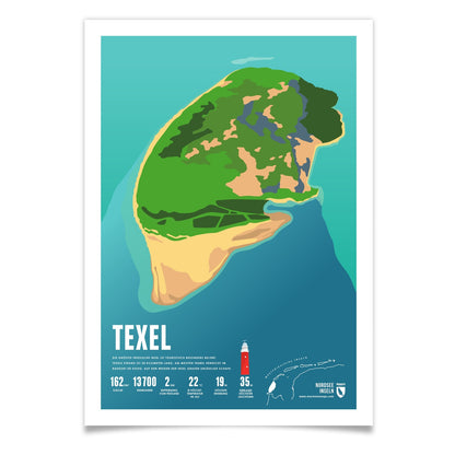 Texel als illustrierter Druck von Marmota Maps (Westfriesische Inseln)