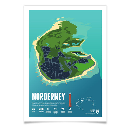 Norderney als illustrierter Druck von Marmota Maps (Ostfriesische Inseln)