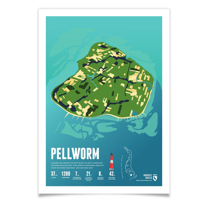 Pellworm als illustrierter Druck von Marmota Maps (Nordfriesische Inseln)
