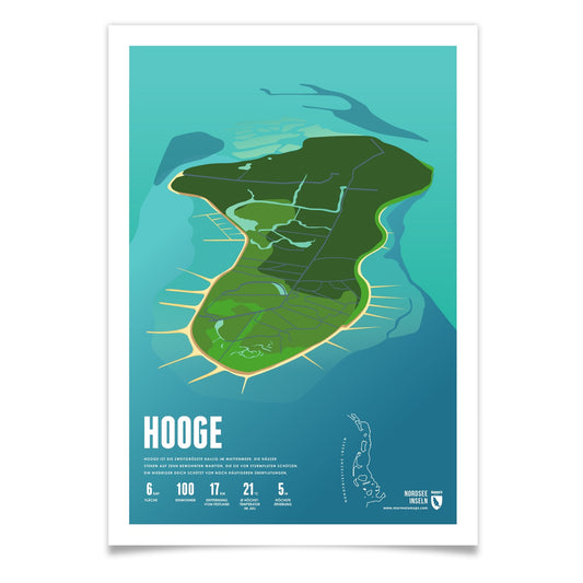 Hooge als illustrierter Druck von Marmota Maps (Nordfriesische Inseln Halligen)