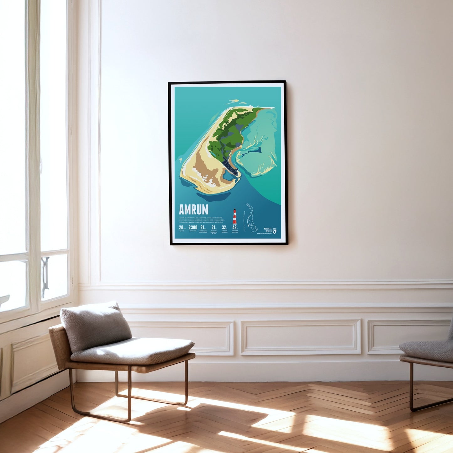 Amrum as a print hanging on a wall