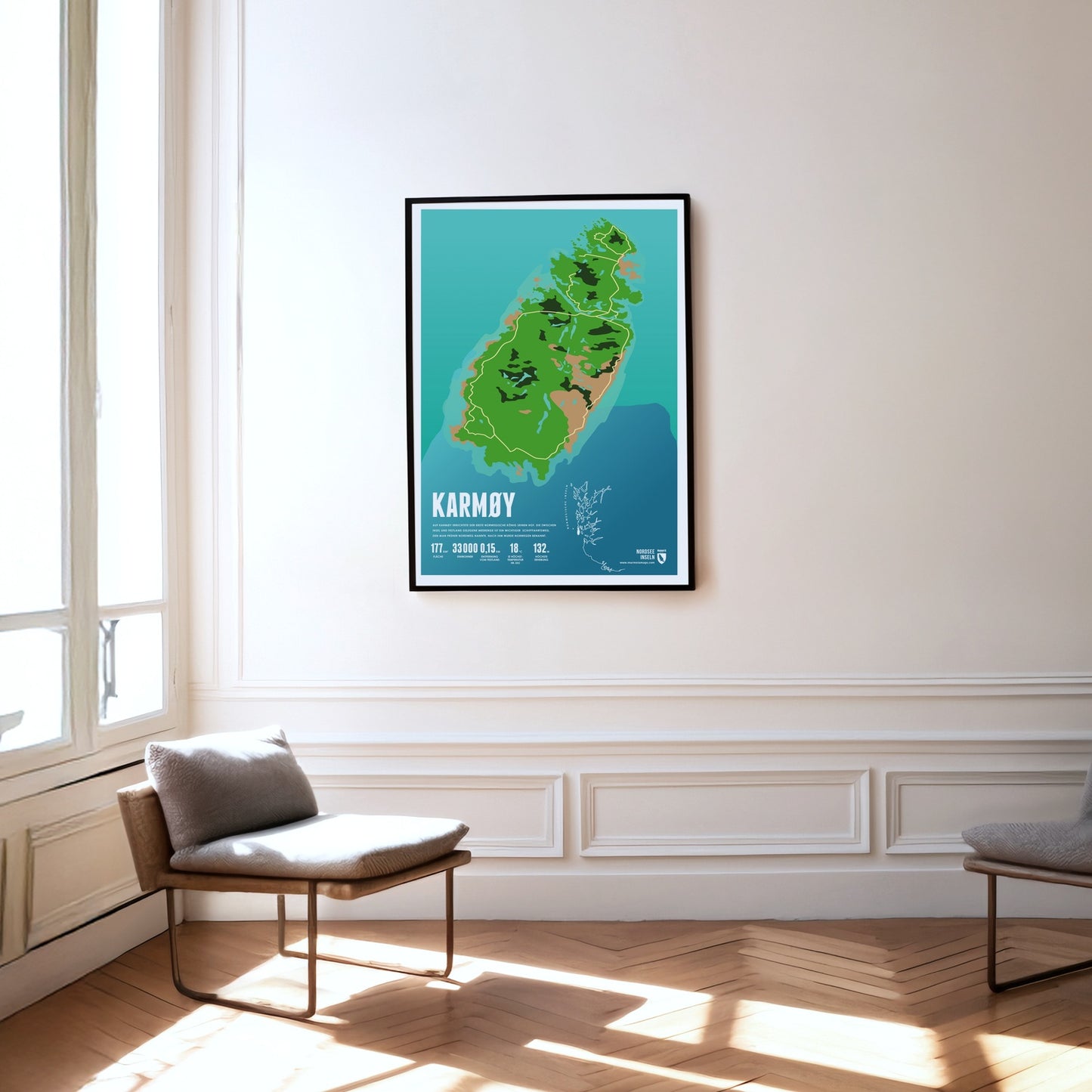 Karmoy as a print hanging on a wall