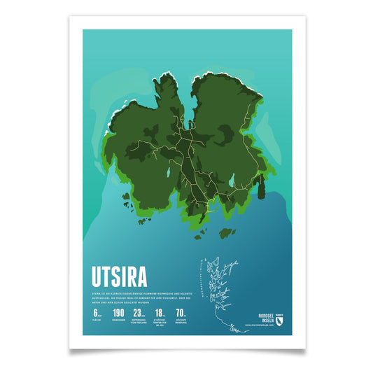 Utsira als illustrierter Druck von Marmota Maps (Norwegische Inseln)
