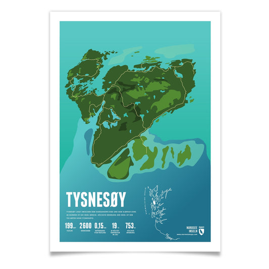 Tysnesøy als illustrierter Druck von Marmota Maps (Norwegische Inseln)