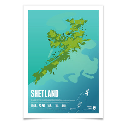 Shetlandinseln als illustrierter Druck von Marmota Maps (Britische Inseln)