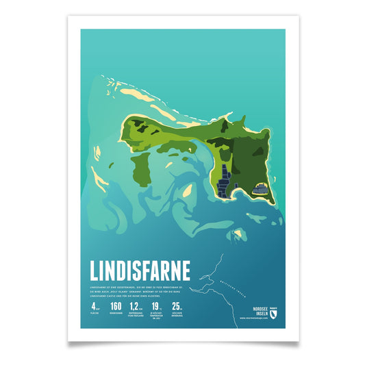 Lindisfarne als illustrierter Druck von Marmota Maps (Britische Inseln)