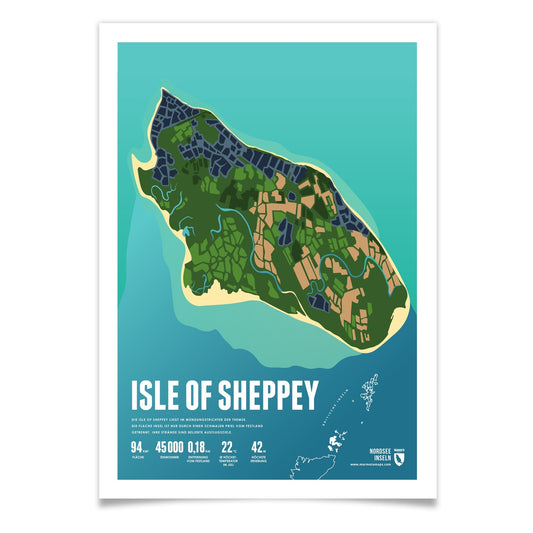 Isle of Sheppey als illustrierter Druck von Marmota Maps (Britische Inseln)