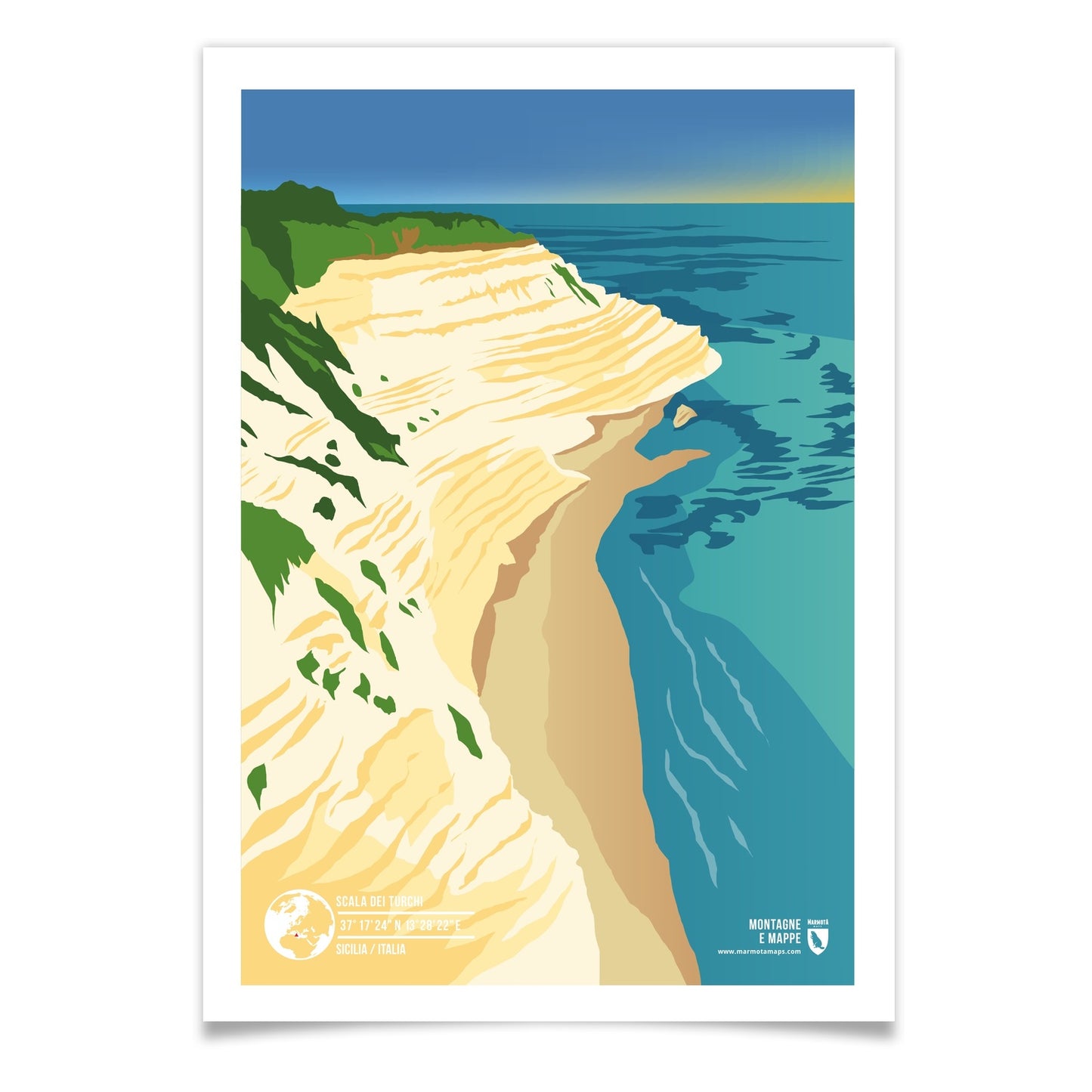 Scala dei Turchi als illustrierter Druck von Marmota Maps