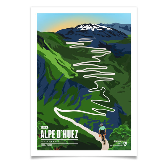 Alpe d'Huez als illustrierter Druck von Marmota Maps (1860 m)