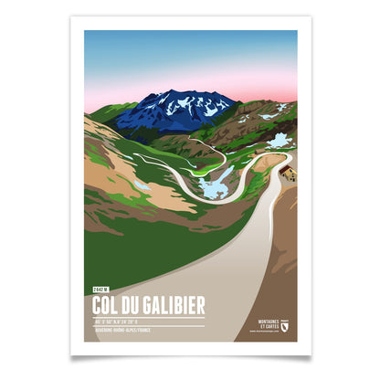 Col du Galibier als illustrierter Druck von Marmota Maps (2642 m)