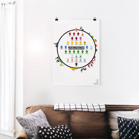Leader Jerseys Stage Races as an illustrated print by Marmota Maps on paper