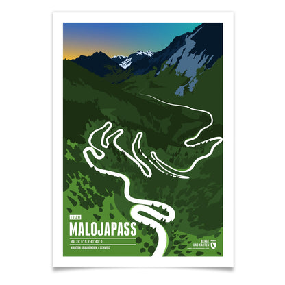 Malojapass als illustrierter Druck von Marmota Maps (1812 m)