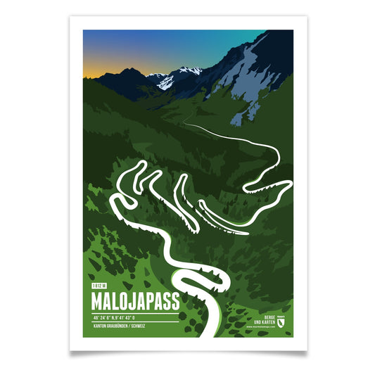 Malojapass als illustrierter Druck von Marmota Maps (1812 m)