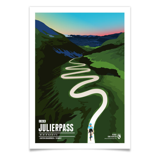Julierpass als illustrierter Druck von Marmota Maps (2284 m)