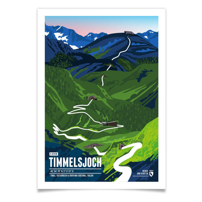 Timmelsjoch als illustrierter Druck von Marmota Maps (2474 m)