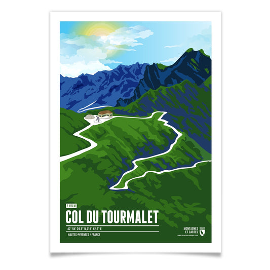 Col du Tourmalet als illustrierter Druck von Marmota Maps (2115 m)