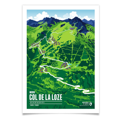 Col de la Loze als illustrierter Druck von Marmota Maps (2304 m)