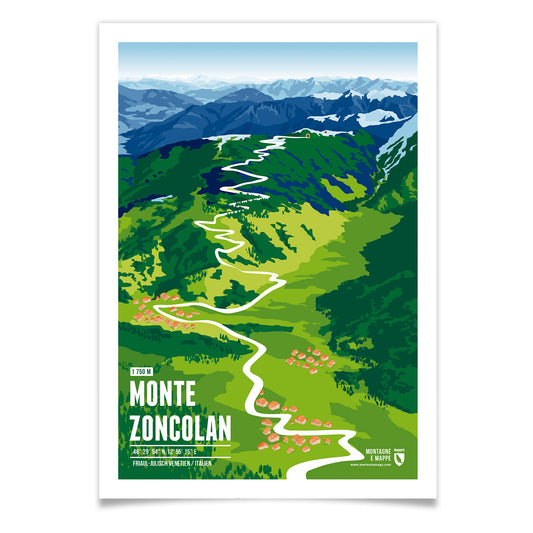 Monte Zoncolan als illustrierter Druck von Marmota Maps (1750 m)