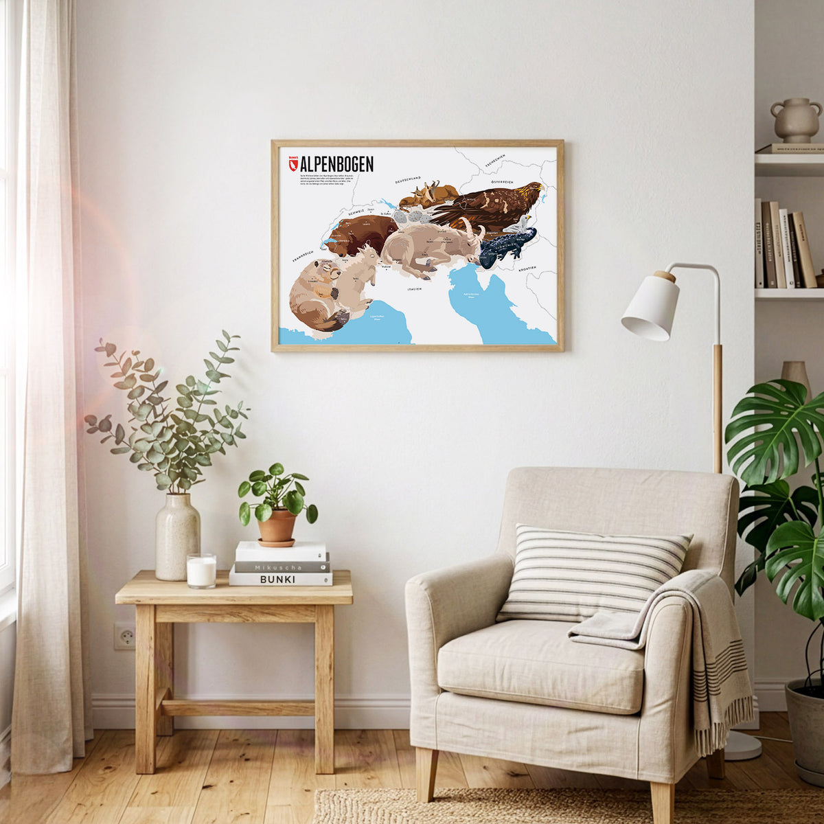 Alpenbogen als Druck an einer Wand hängend