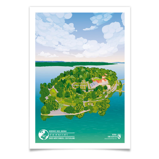 Bodensee Insel Mainau als illustrierter Druck von Marmota Maps