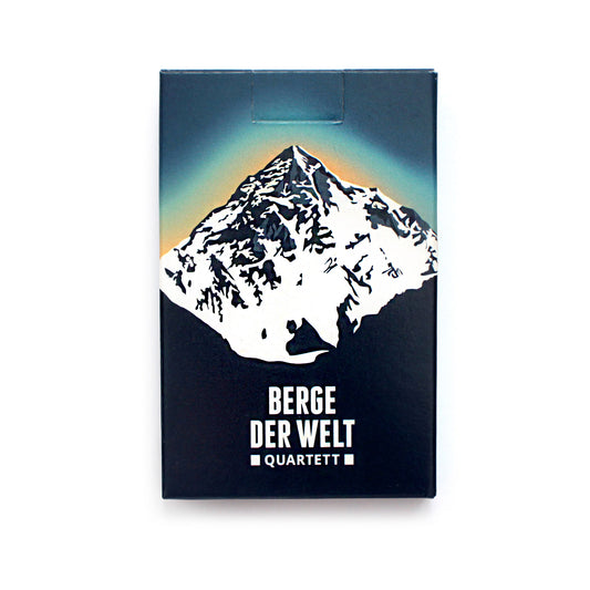 Verpackung des Kartenspiels „Berge der Welt Quartett“ von Marmota Maps