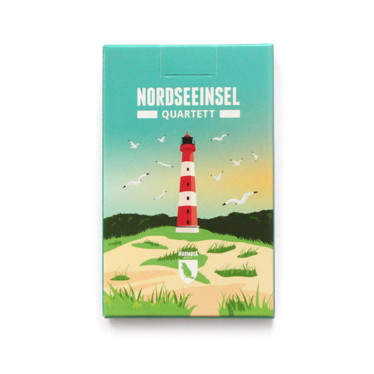 Verpackung des Kartenspiels „Nordseeinsel Quartett“ von Marmota Maps
