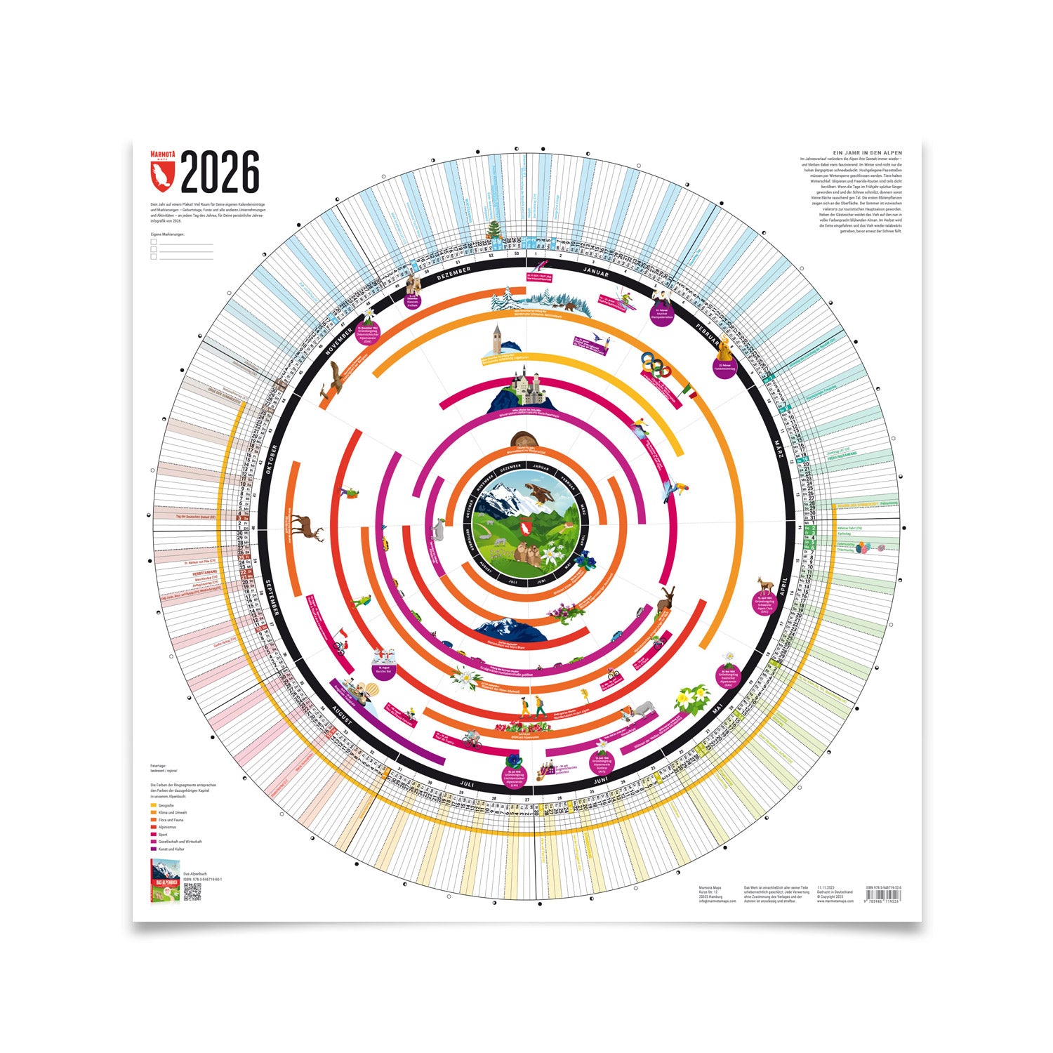Jahreskalender 2026 von Marmota Maps